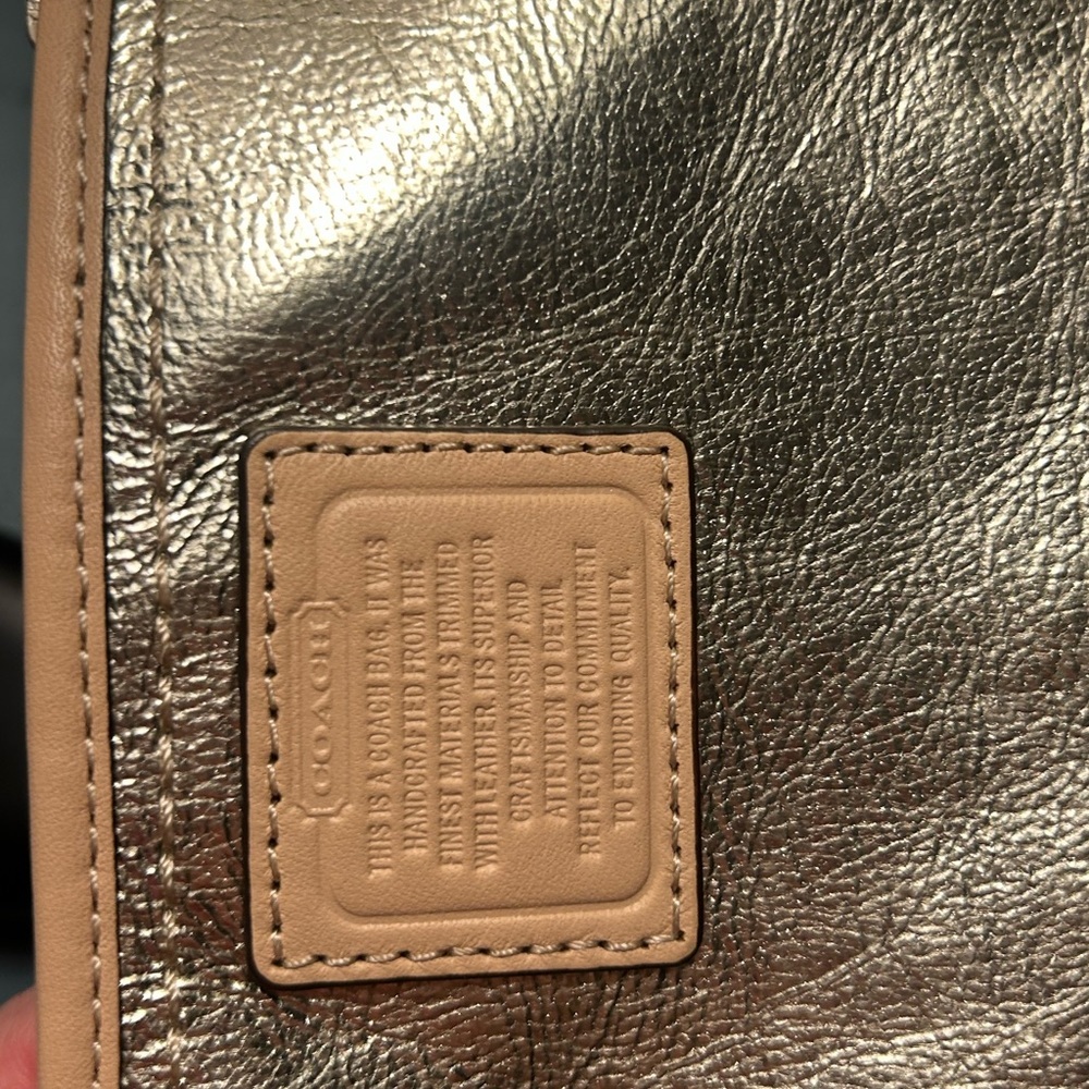 COACH Gold Metallic Wristlet with Tan Trim - Picture 6 of 6